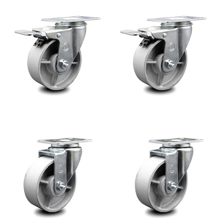 Service Caster 4 Inch Semi Steel Wheel Swivel Top Plate Caster Total Lock Brakes SCC, 2PK SCC-TTL20S414-SSS-2-S-2